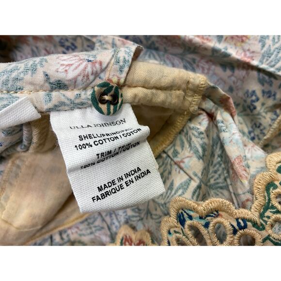 Ulla Johnson 'Ardith' Green Belted Broderie Anglaise-Trimmed Floral Poplin Mini - Picture 5 of 5